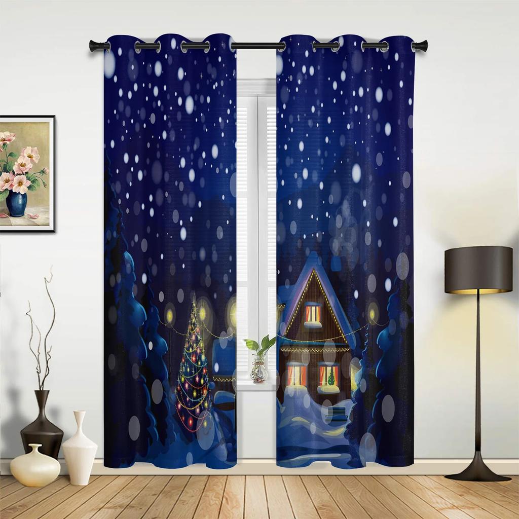 Christmas Snowflakes Window Curtains Decor for Home Bedroom Kitchen Living Room Christmas Ornament Xmas Gifts Navidad Natal