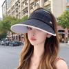 Hat Summer Women'S Sunscreen Hat Large Brim Empty Top Hat Alphabet Face Cover Sun Hat Outdoor Versatile Sun Hat