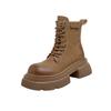 Leather platform Martin boots women's autumn and winter new retro British style versatile big yellow boots knight boots thick heel short boots