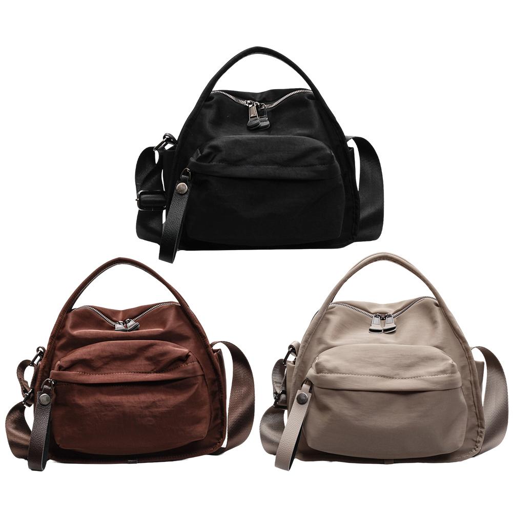 Women Lightweight Sling Bag Solid Color Oxford Cloth Handbag Zipper Closure Versatile Shoulder Bag Travel Shopping Work Date Bag