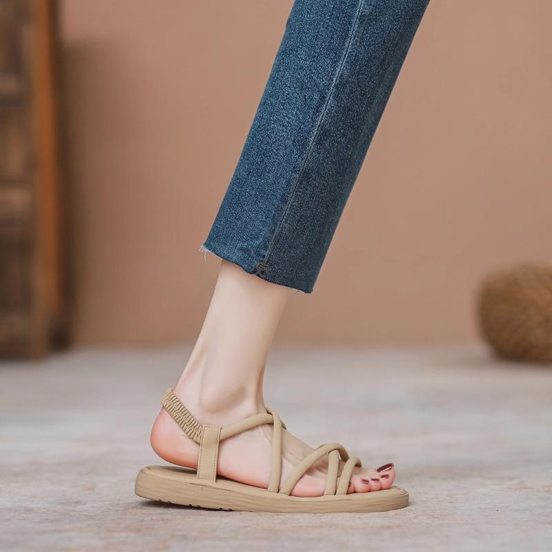 Platform Sandals Women's Summer 2025 New Versatile Flat Sandals Outer Wear Roman Shoes Casual Fashion Beach Shoes