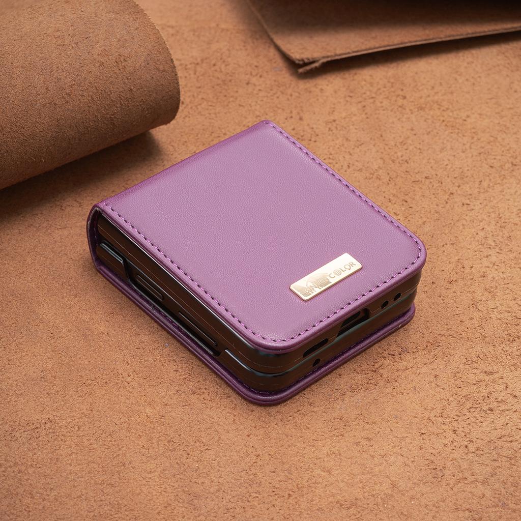 BINFEN COLOR Dla Samsunga Galaxy Z Flip4 5G Skóra PU+Twarda Poliwęglanowa Skorupa Smukłe Ochronne Etui na Telefon