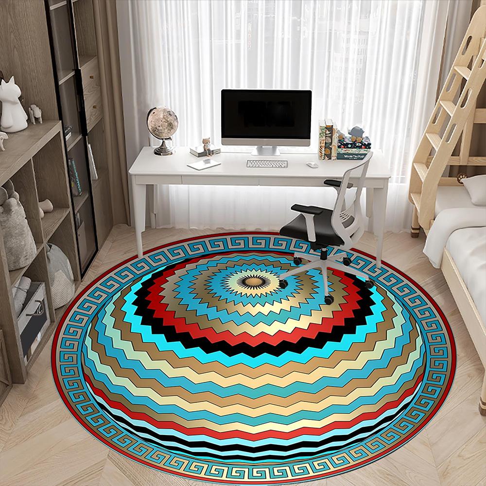 1pc Mandala Rug Office Round Rug, Non-slip, Soft and Durable Office Rug for Interior Decoration, Perfect for Office, Beautiful Decoration yy260312077