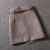 Women Striped Plaid Skirt With Belt 2Color S-XXL Pocket Ladies Short Skirts