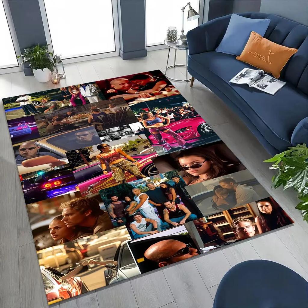 Alfombra Decorativa Rápida y Furiosa X Dominic Art para Dormitorio Sala de Estar Sofá Hogar Felpudo, Alfombrilla de Suelo Grande Antideslizante para Niños