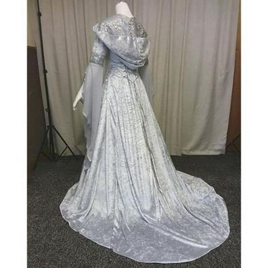 Medieval Retro Women's Cosplay Corset Wedding Dress with Hood - 4 Colors