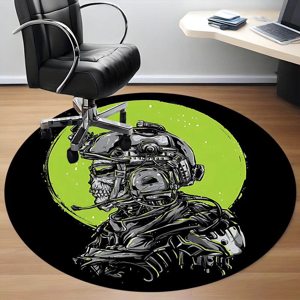 1pc Cyberpunk Helmet Office Round Area Rug, Under Office Chairs Bedroom Living Room Home Decor A0926092