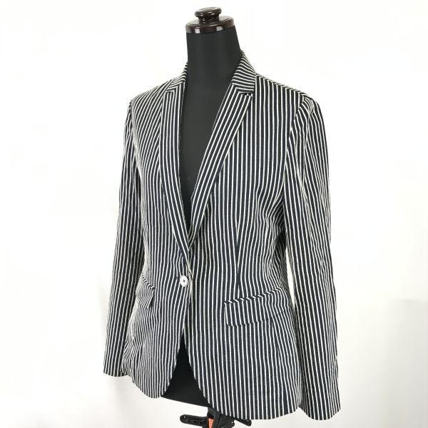 TOMORROWLAND Collection Gestreifte Frühling Herbst Jacke 40 Damen L Marine Weiß(GEBRAUCHT)