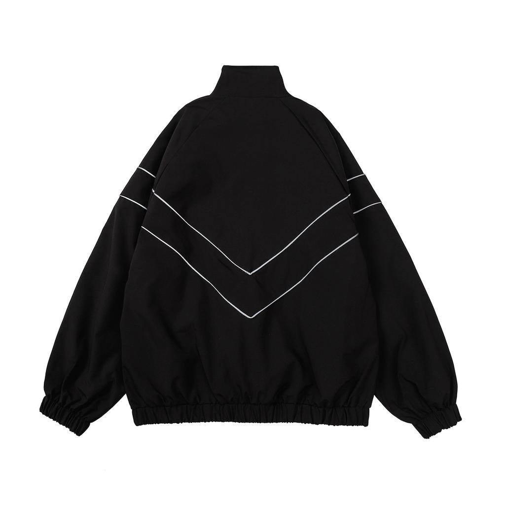 Reflective Striped Jacket Windbreaker Coat Men Hip Hop Streetwear Zipper Up Jacket Harajuku Thin Coats Sports Black Blue