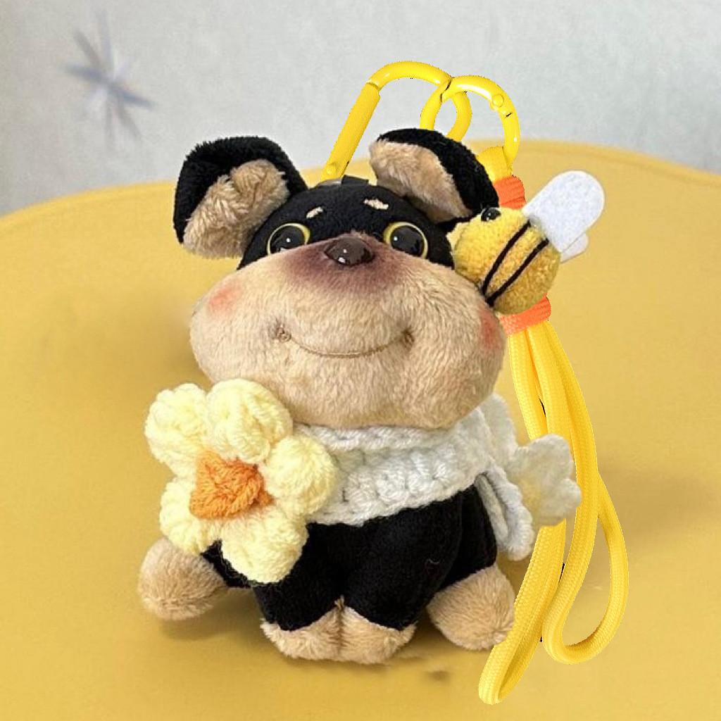 Keychain Puppy Bee Cute Cartoon Girl Decorative Backpack Hanging Plush Gift Doll
