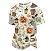 Men's Halloween Print Short Sleeve Henley Shirt Casual Round Neck Button Up Top for Seasonal Wear
