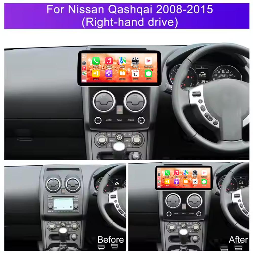 12.3 inch Touch Screen Wireless Carplay for Nissan Qashqai 2008-2015 GPS Navigation Bluetooth 4G