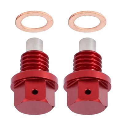 Myoseya Car Engine Magnetic Drain Plug with Copper Washer Universal Extended Equipment Life Maintenance Efficient DIY Red X2pcs M12x1.75,28.8x19.4mm