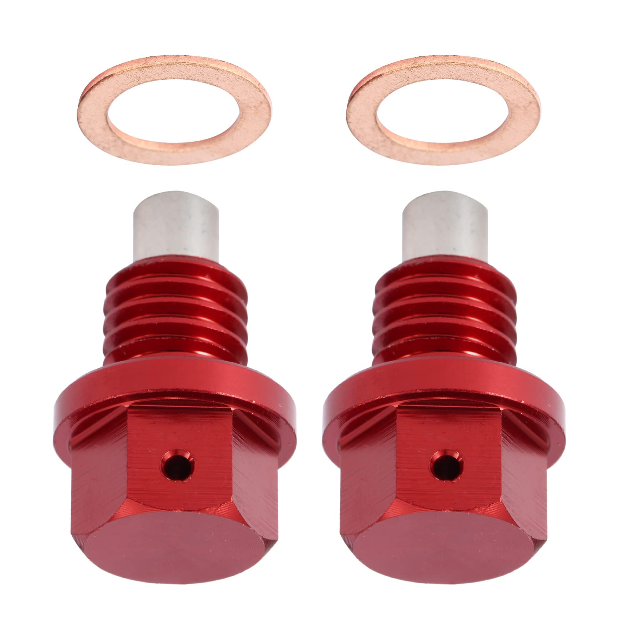 

myoseya Car Engine Magnetic Drain Plug with Copper Washer Universal Extended Equipment Life Maintenance Efficient DIY Red x2pcs M12x1.75,28.8x19.4mm M12x1.75, 28.8x19.4mm червоний