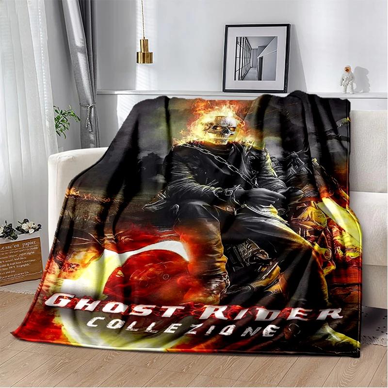 2026 New Marvel Horror Ghost Rider Cartoon Gift Soft Blanket,Soft Throw Blanket for Home Bedroom Bed Sofa Picnic Child Cover Kid