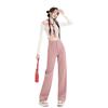Women's Dirty Pink High Waist Wide Leg Jeans - Slim Fit, Floor Length, Straight Leg Pants for Spring