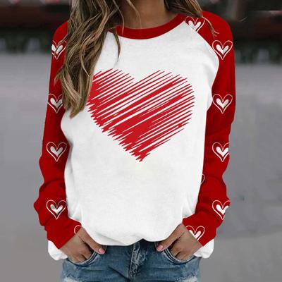 Valentine's Day 3D Digital Printed Clothes Round Neck Hoodie for Women