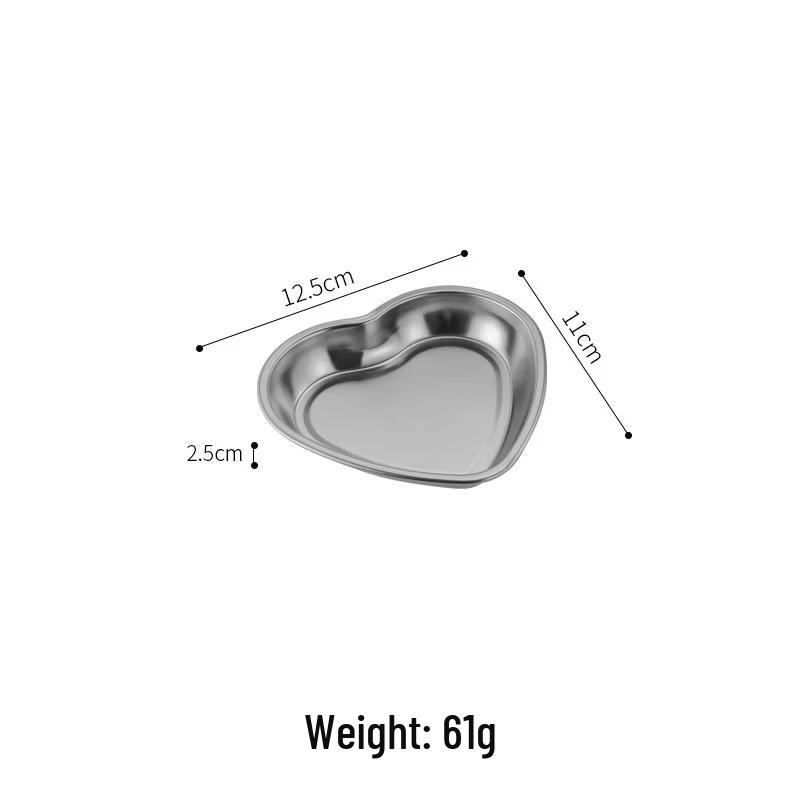 ZISIZ Heart-shaped Stainless Steel Divided Deep Serving Plate
