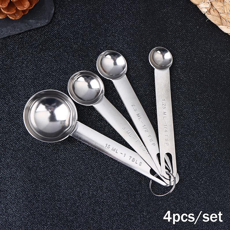 4/6/8Pcs Set Stainless Steel Measuring Spoon Cup With Scale Measuring Ruler Egg Beater Spoon Outdoor Tableware