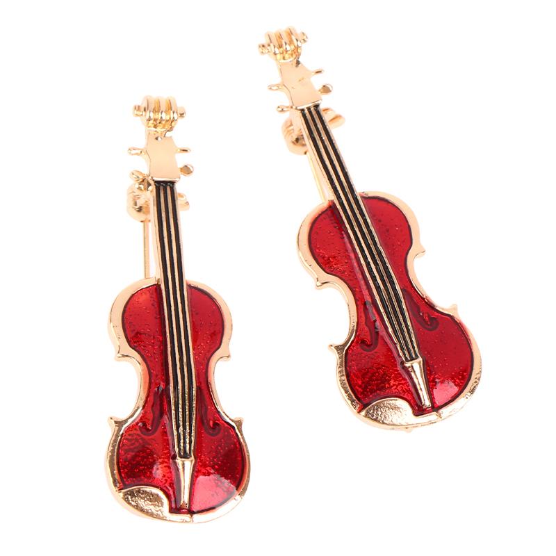 1ks Elegantní červené housle Pins Brože Lady Instruments Brož Šperky