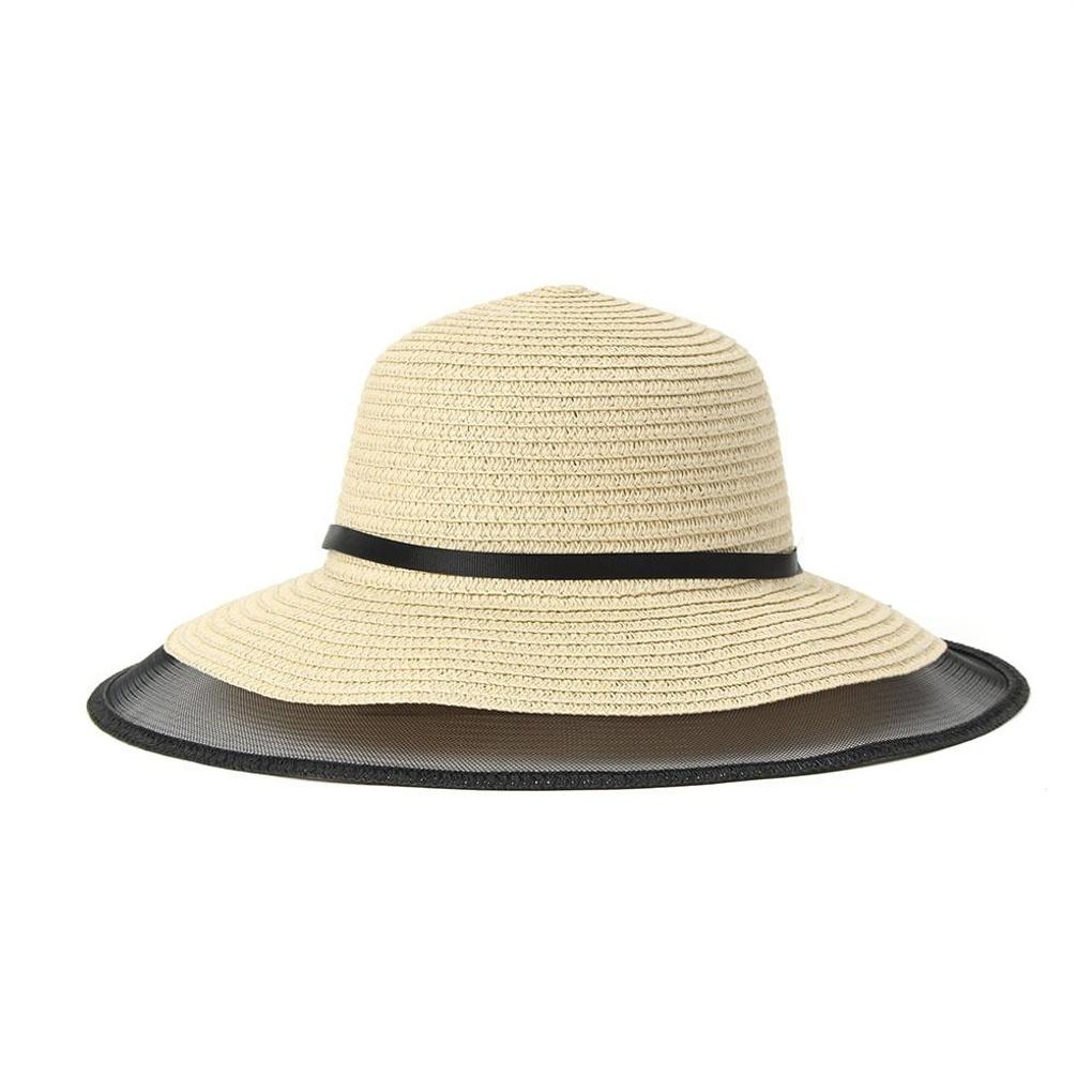 Flower Ribbon Beach Hat (Light Brown) Straw Hat