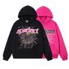 Unisex Spider Web Foam Print Hip Hop Loose Fit Velvet Hoodie Set