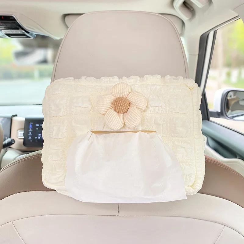 Car Tissue Box Puff Fabric Tissue Box Car Seat Back Armrest Paper Box Type Tissue Bag Car Interior Decoration  Accessories