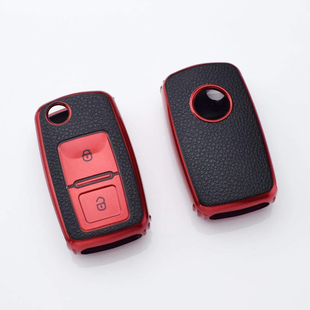 

Чехол для автомобильного ключа с 2 кнопками, чехол-брелок для VW Volkswagen MK4 Bora Golf 4 5 6 Jetta Passat Polo Bora Touran Skoda Seat Accessories красный