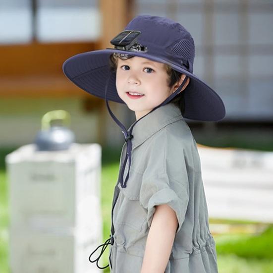 Solar-Lüfterkappe mit 800mAh-Akku USB-Solarladung Outdoor-Fischerhut mit wasserdichter Beschichtung Mesh-Design Kinder-Sonnenhut