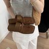 Flat bottom simple fashion square head open-toed sandals women's skirt summer cool slippers high-end one-word slippers tide