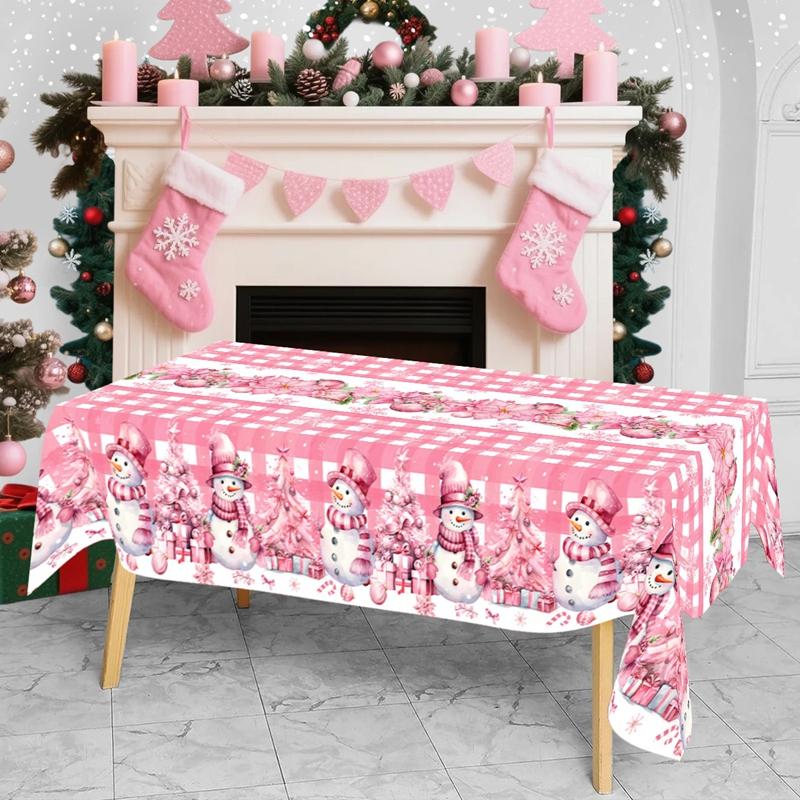 Christmas Tablecloth Holly Poinsettia Xmas Table Cover Christmas Decorations for Home 2026 Navidad Noel Gift New Year Tablecover