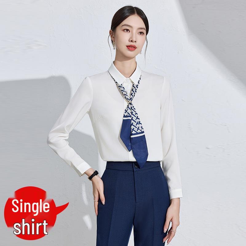 

Women s Black Professional Shirt with Hidden Placket - Spring/Autumn Style L