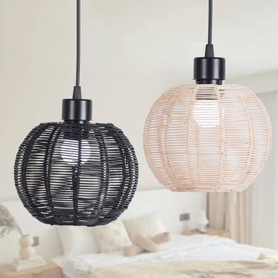 Retro Woven Lampshade Imitation Vine Rope Lamp Cover Hanging Chandelier Restaurant Kitchen Light Fixture Accessories Home Decor