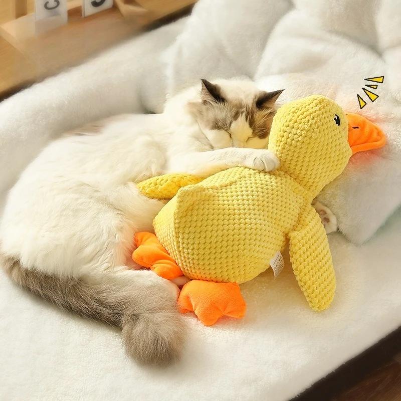 Plush Companion Sleeping Duck Dog Playthings ideal for Small Large Dogs Bite Resistant Teeth Grinding Sound Relief Duck Sound Toy