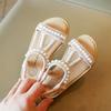 Sandalen für Mädchen Sommer Kinder Weiß Perle Schmaler Riemen Prinzessin Römische Sandalen Kinder Weich Mode Rutschfest Strandschuhe