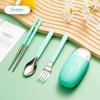 3Pcs/Set Detachable Chopstick Fork Spoon Set Student Eating Tableware  For Outdoor Travel