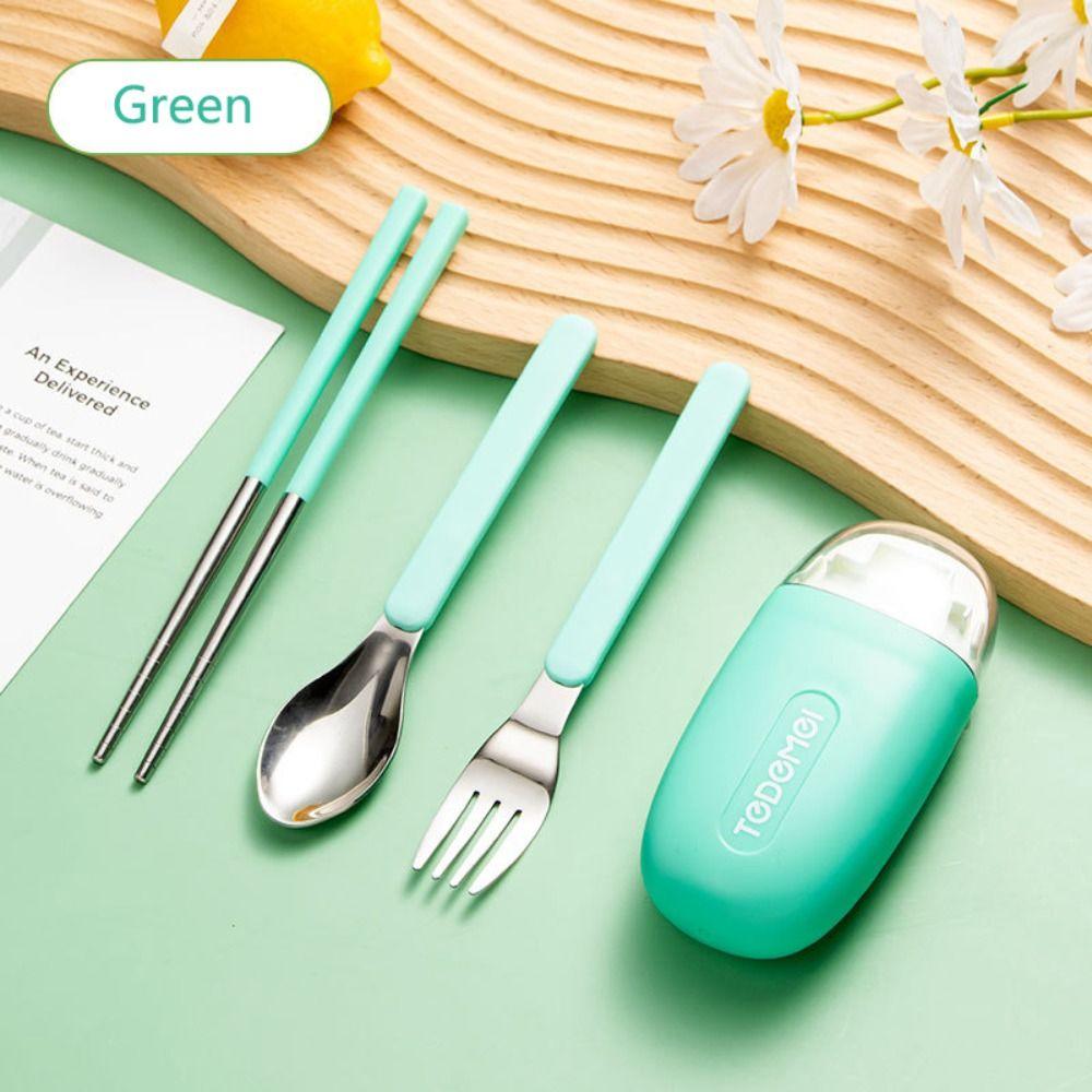 3Pcs/Set Detachable Chopstick Fork Spoon Set Student Eating Tableware  For Outdoor Travel