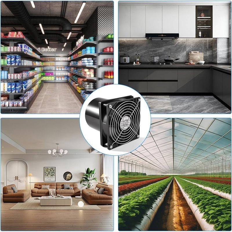 ABWR-For Bathroom, For Toilet, Kitchen, Greenhouse 12V 100Mm Extractor Fan With Speed Control, 3000 RPM Pipe Fan EU Plug