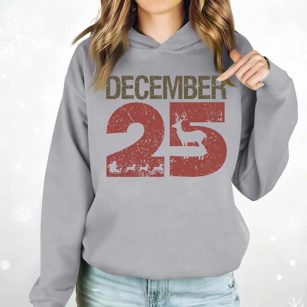 Damenmode Lässig Langarm Bedruckt Rundhals Kapuzenpullover Pullover Top