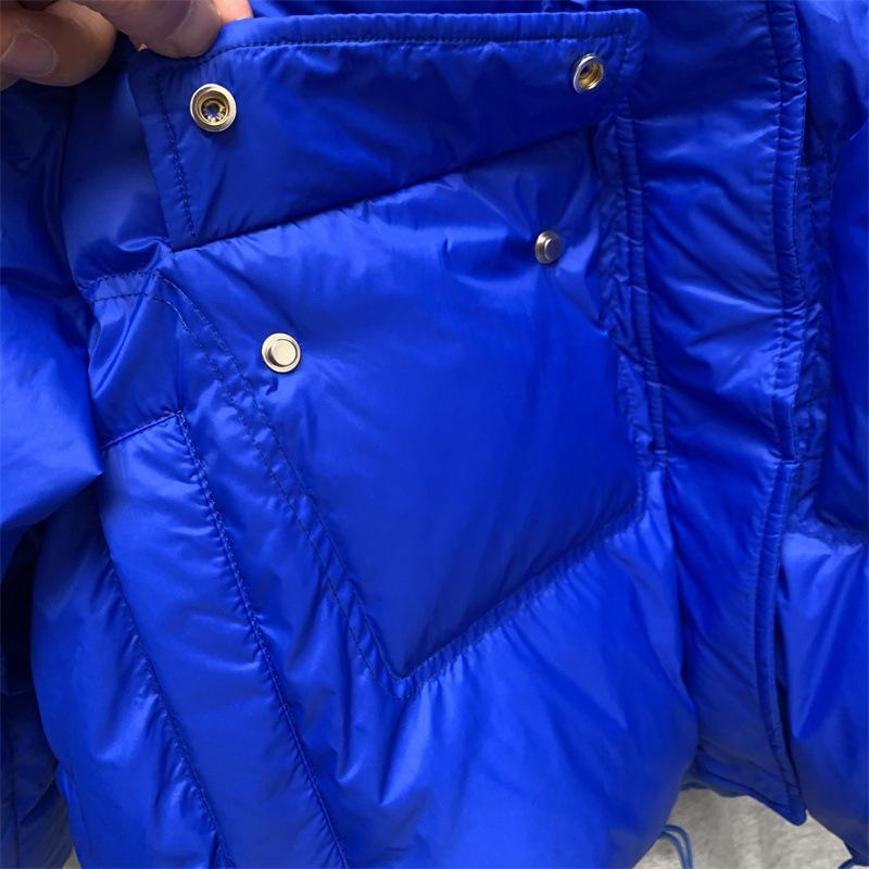 Zima Podzim Ženy Volný Polstrovaný Zip Jednobarevné Módní Bunda S Kapucí Límec Vše Odpovídající Teplý Bílý Kabát