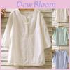 Elegante Damen Vintage Baumwoll-Leinen Bluse Mit Flachs Locker 3/4 Ärmel Tunika