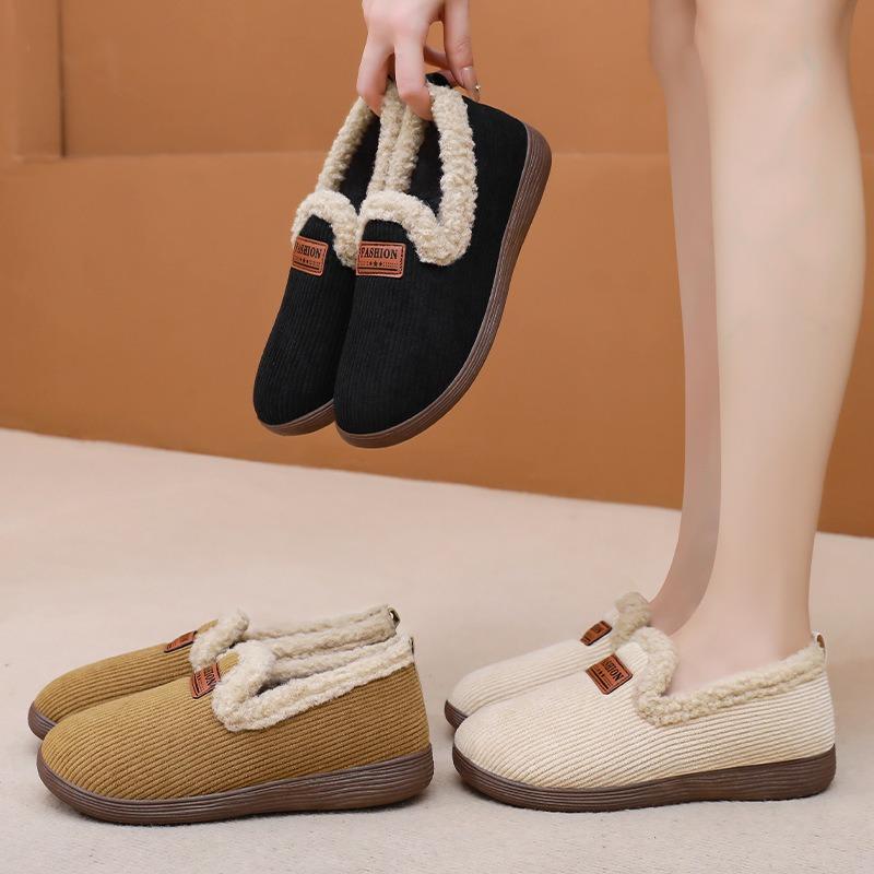 Cotton Shoes Women's Warm Snow Boots New Velvet Thickened Cotton Boots Light Mouth Cold-proof Short Boots Solid Color Flat Heel Women's Shoes