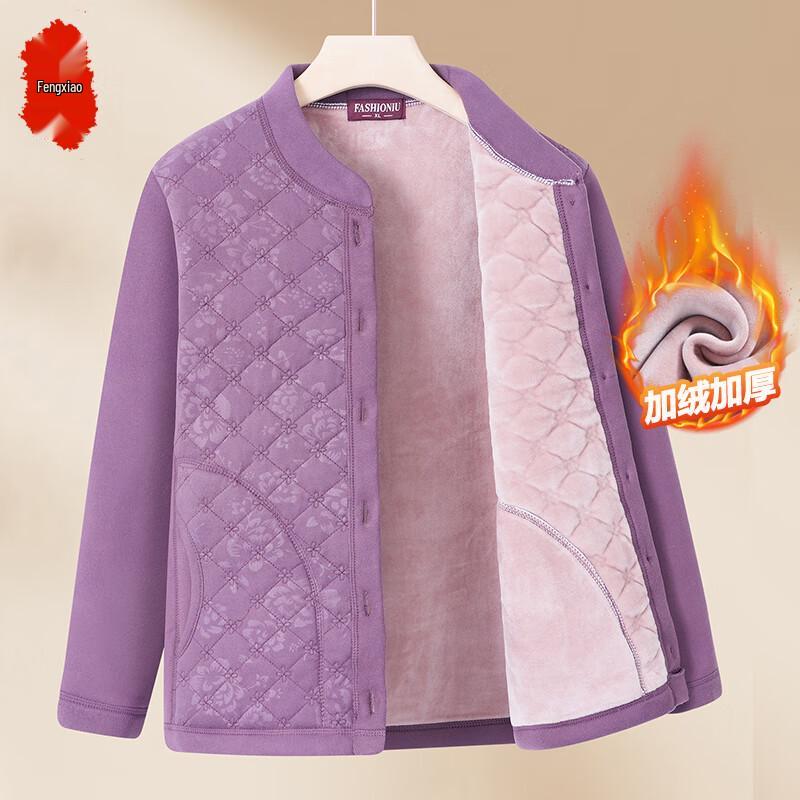 

Elderly Women s Plus Velvet Warm Floral Winter Jacket XL