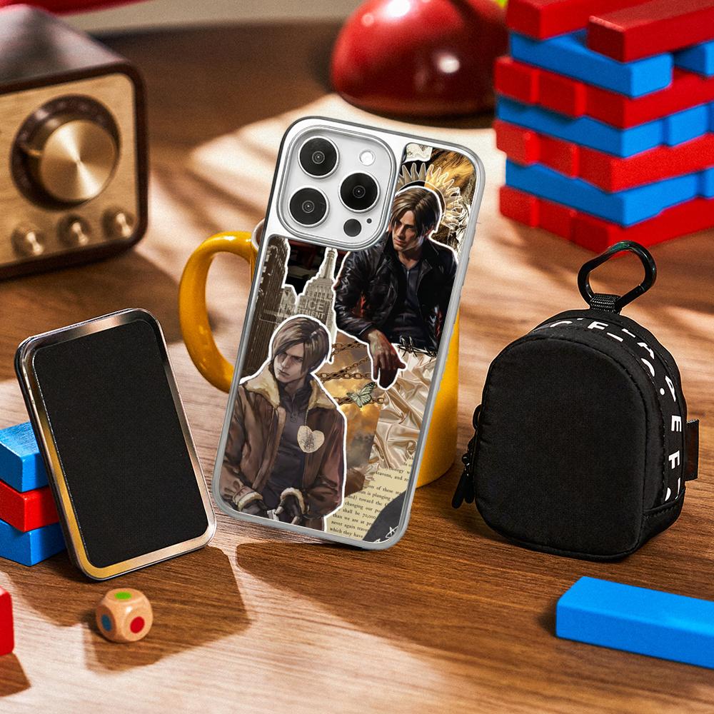 Ada wong X Leon hot game poster Phone Case for iPhone 16 15 14 13 12 11 Pro Max Sheepskin Silver-edged protective case