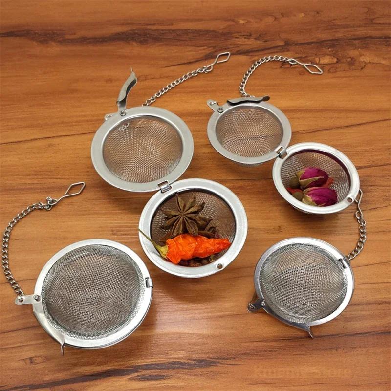 Oval Heart Sphere Shape Spice Seasoning Tea Strainer with Chain Stainless Steel Mesh Ball Tea Coffee Filter Basket Infuser Tools