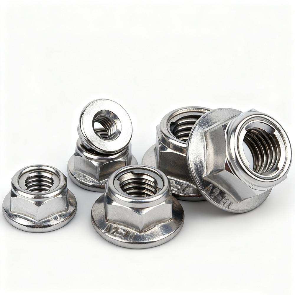 2/5/10pcs M4-M10 304 A2 Stainless Steel Prevailing Torque Type All Metal Insert Hex Hexagon Self Lock Nut With Flange Locknut