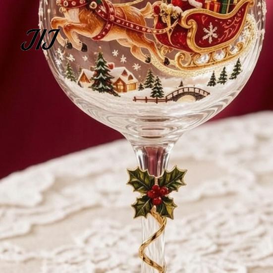 Dekorative Winter-Trinkbecher Weihnachten Stiel-Weinglas, Schneemann/Weihnachtsmann-Kranz/Elch/Weihnachtsbaum Handbemalt, Einzigartige Tauschgeschenke Kreativ