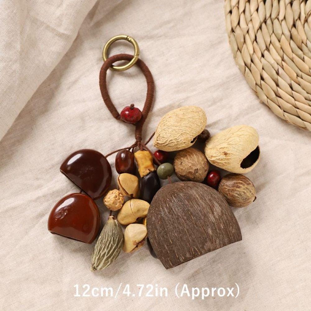 Handmade Natural Fruit Shell Bag Keychain Personality Multifunctional Usage Fruit Shell Wind Chime Ornament Bag Accessories