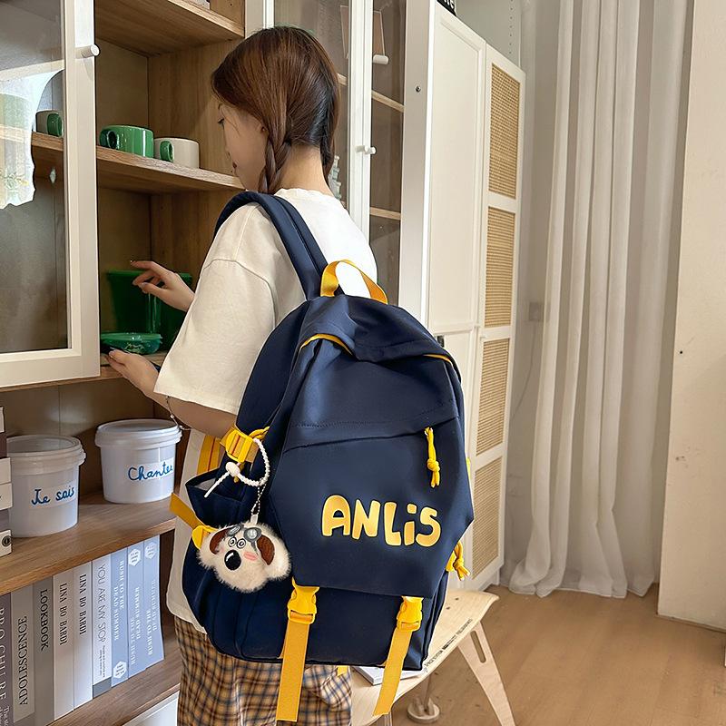 

Junior High School Students Lightweight Simple Large Capacity High School Students Backpack Japanese Versatile College Students Casual Backpack with pendant