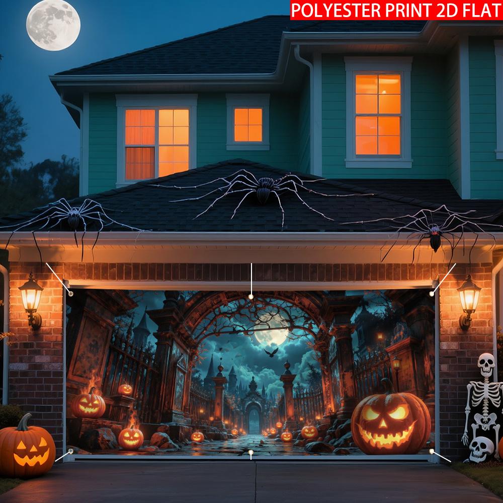 2D Banner 1 Piece, Halloween Devil Stick Castle and Jack-o '-lantern, Halloween and Fall Decorations, Halloween Decorations